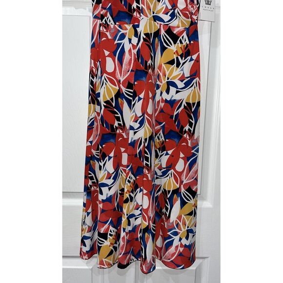 Chauss Women’s Red‎ Floral Faux Wrap Dress Size Small 4-6 - Picture 4 of 9